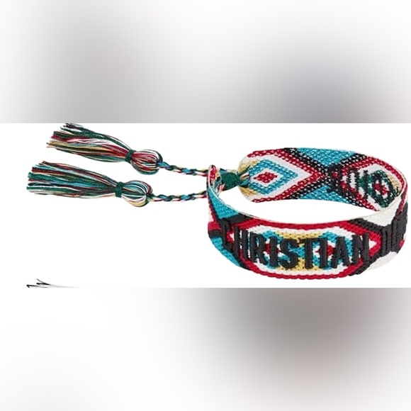Christian Dior Tassel Woven Friendship Bracelet in Red and Blue - Picture 1 of 10